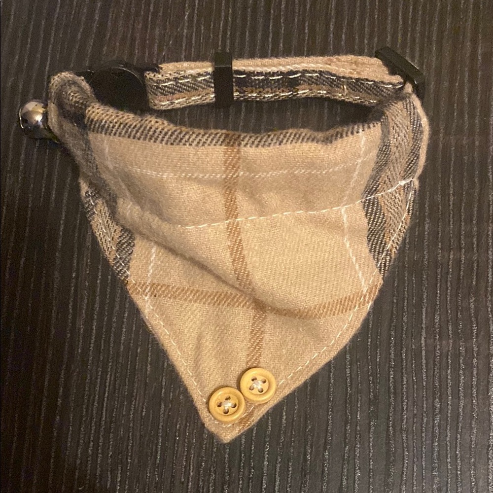 Classic Tan Plaid Puppy/Kitten Bandana Collar - Unbranded